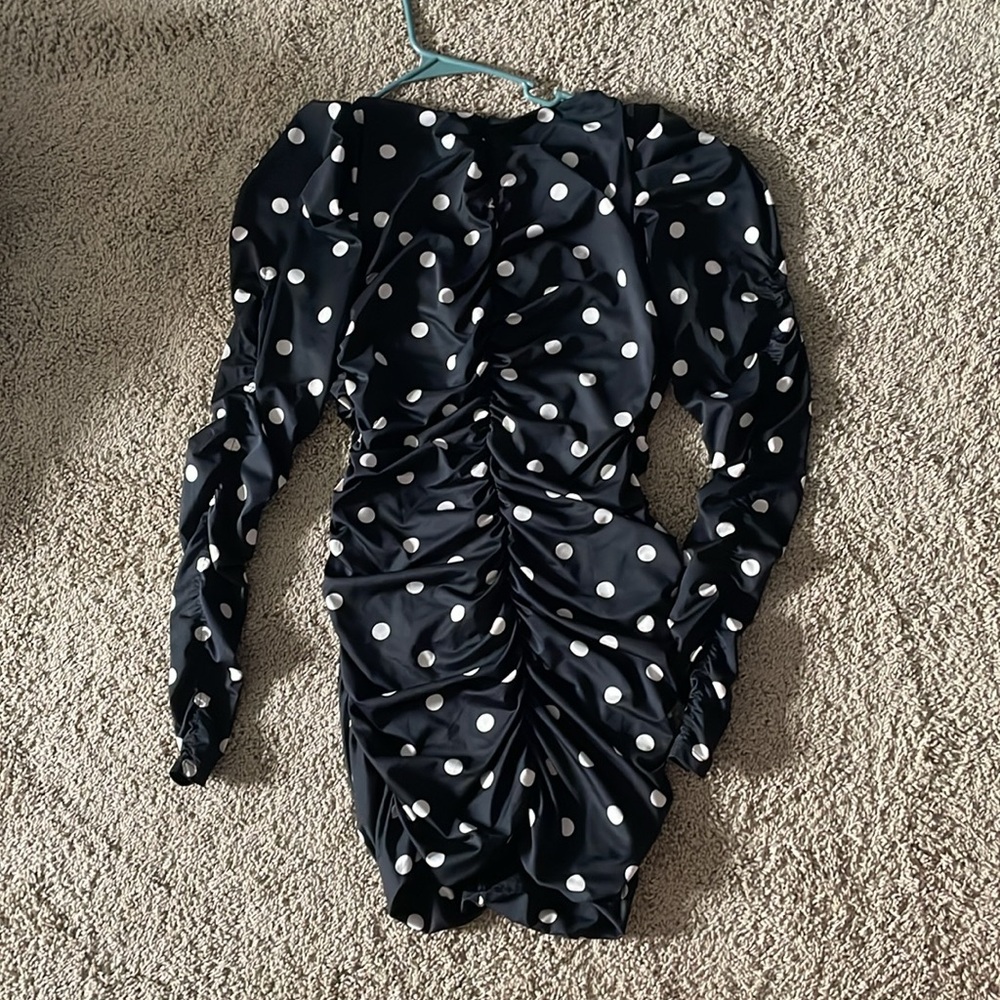 Polka dot bodycon rushed dress - Picture 4 of 8
